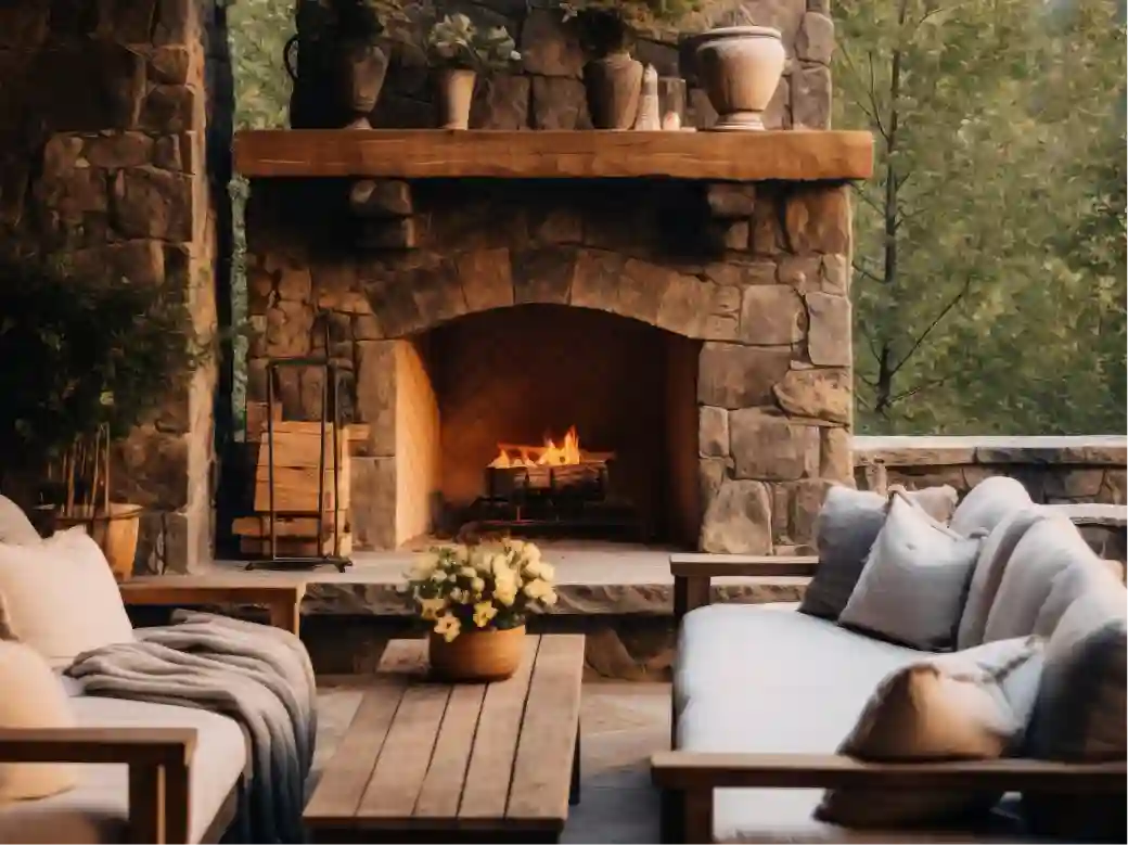 custom outdoor masonry fireplace
