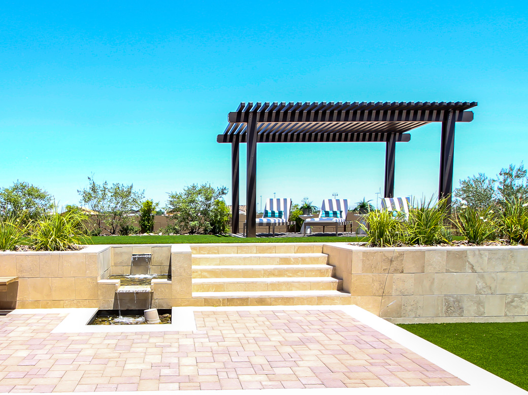 pergola with built in seating